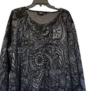Size 3x Onque Casual Black Floral and Paisley Top